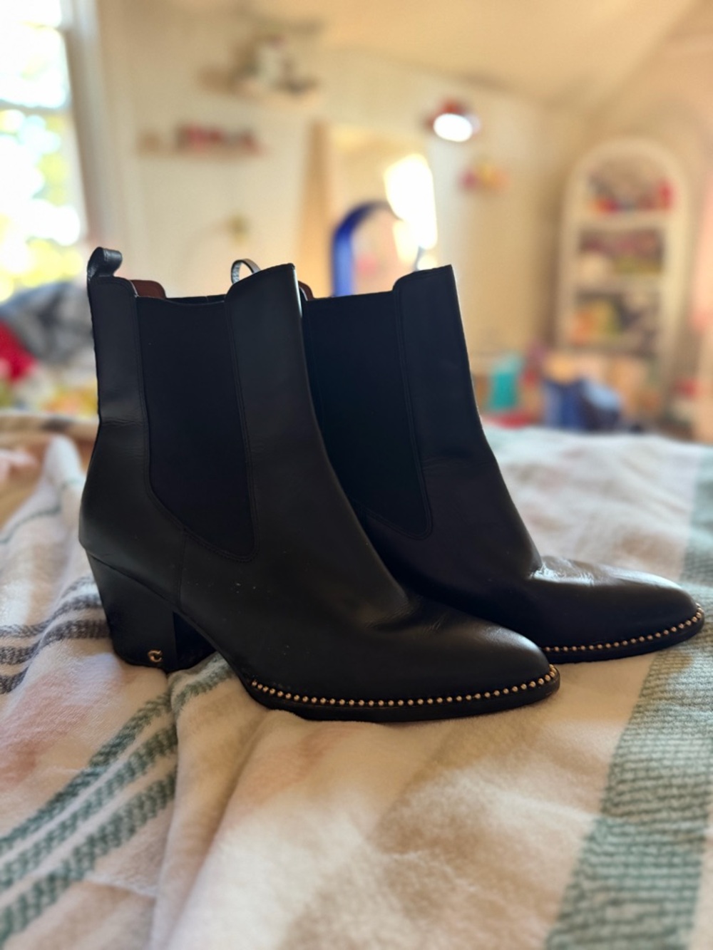 Coach Black Leather Chelsea Ankle Boots
